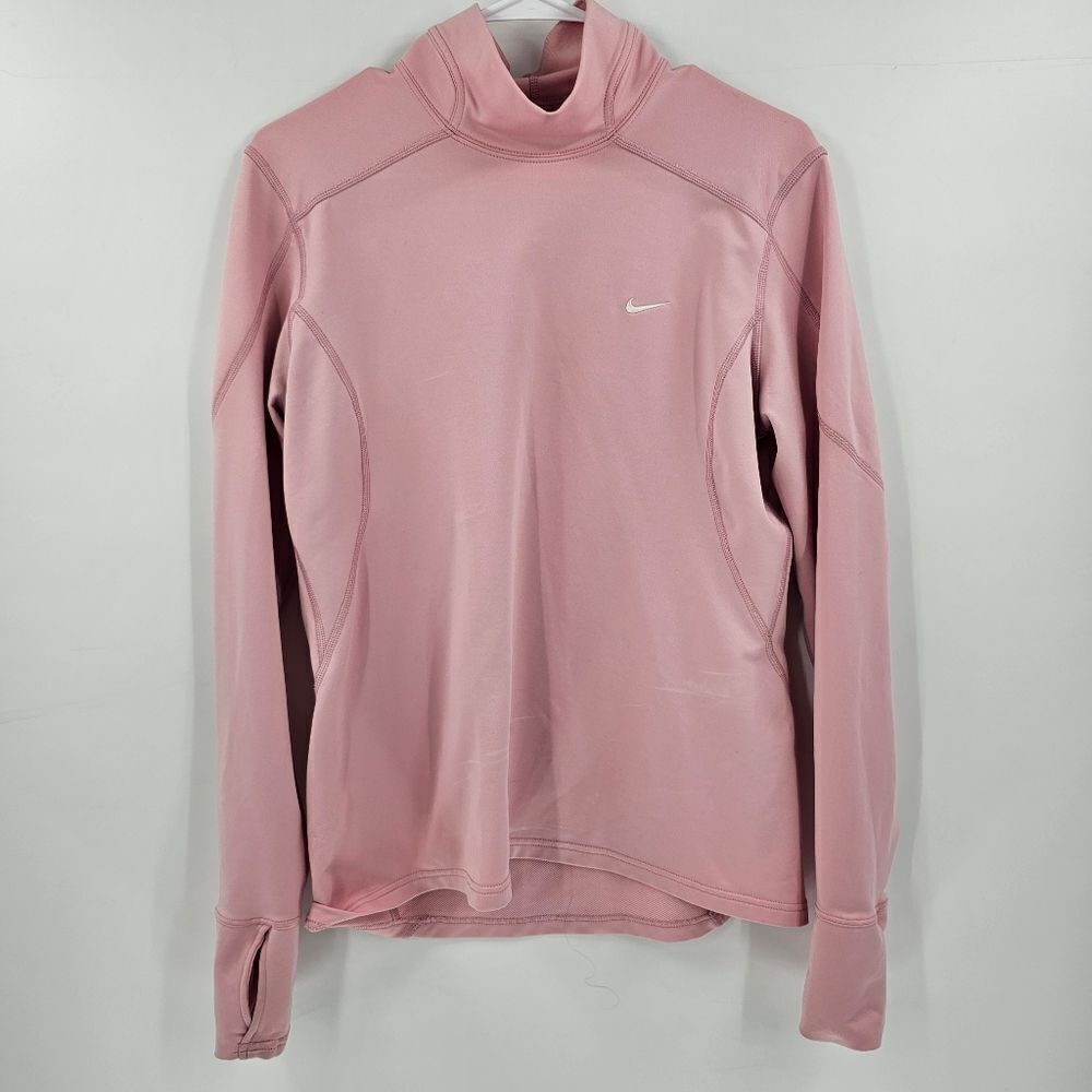 Nike sweatshirt large pink turtleneck sweater long sleeve shirt running gym
